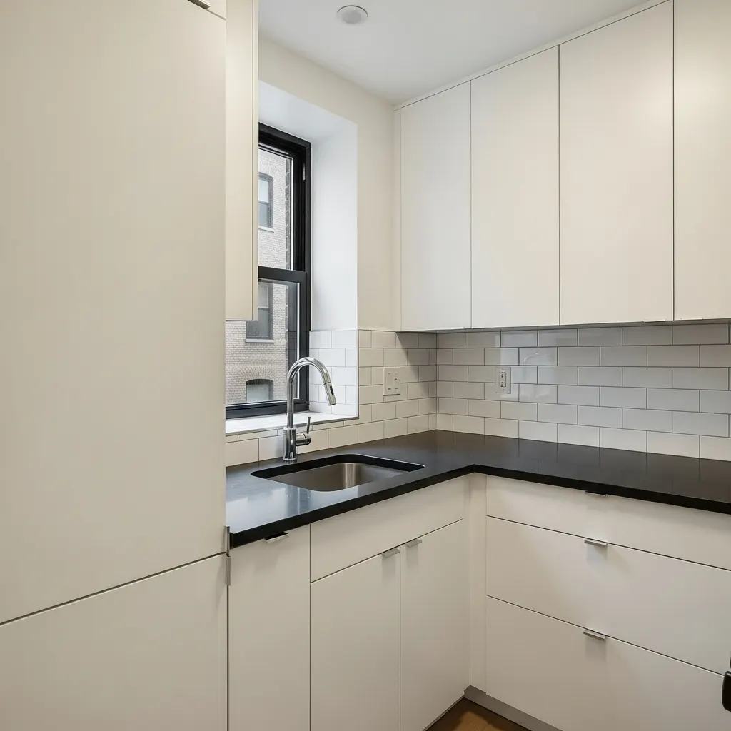 Cream flat panel wrap — Tribeca NYC apartment